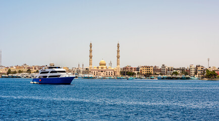 many ships in the Hkrgada Marina in the Red Sea
