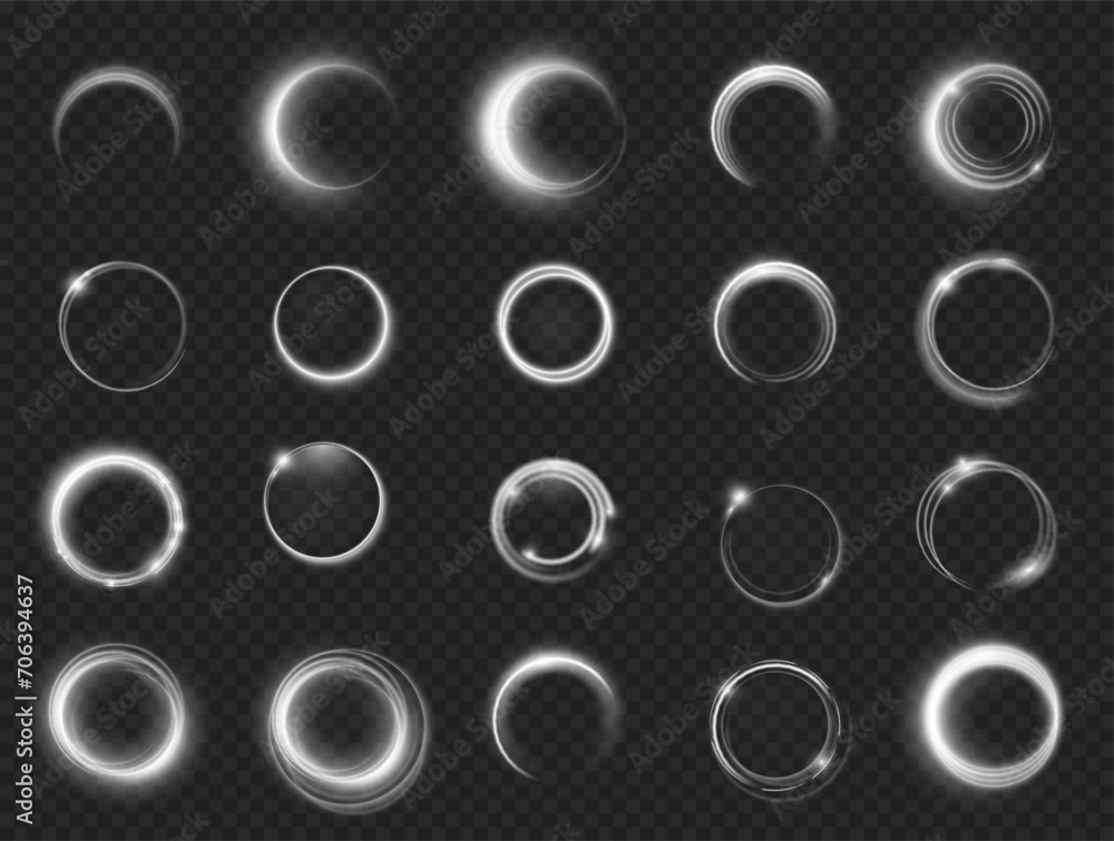 Aufkleber glowing semicircle and circles lights, isolated accent illumination design. vector geometric form, r