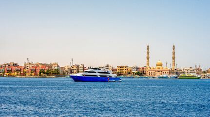 boat near the shore in the red sea egypt
