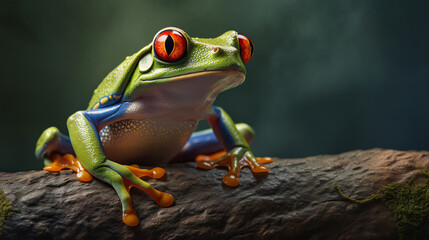 Fototapeta premium Stylish Red-Eyed Tree Frog Pose