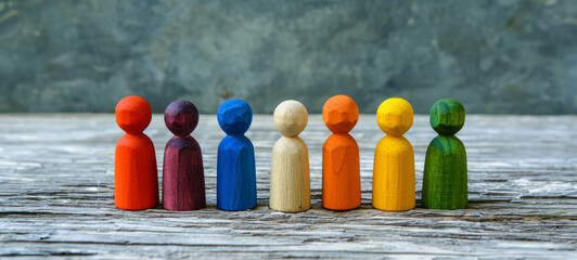 Colorful wooden figures - obrazy, fototapety, plakaty