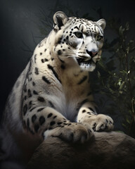 Obraz premium Mysterious Snow Leopard Prowl:
