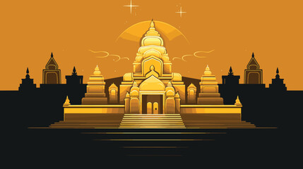 Naklejka premium Immerse yourself in the sacred ambiance of a vector art piece that captures the timeless beauty and architectural elegance of a temple. 