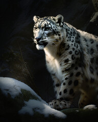 Fototapeta premium Mysterious Snow Leopard Prowl: