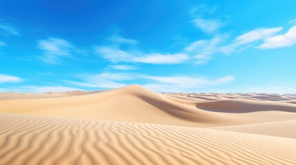 Fototapeta na wymiar Endless sand dunes under a clear blue sky AI generated illustration