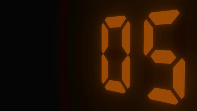 Digitaler Counter - 10 Sekunden Countdown, plakative orange leuchtende 3D-Schrift, Zeit, Timer, braun, Technologie, Z&auml;hlwerk, elektronisch, Anzeige, Fortschritt, Uhr, numerisch, LED, Rendering, 3D