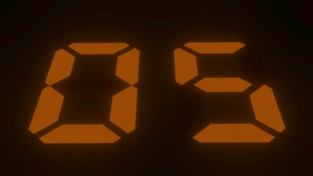 Digitaler Counter - 10 Sekunden Countdown, plakative orange leuchtende 3D-Schrift, Zeit, Timer, braun, Technologie, Z&auml;hlwerk, elektronisch, Anzeige, Fortschritt, Uhr, numerisch, LED, Rendering, 3D