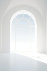 Minimalist white room with a single window  AI generated illustration