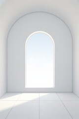 Minimalist white room with a single window  AI generated illustration