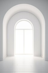 Minimalist white room with a single window AI generated illustration