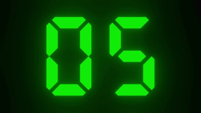 Digitaler Counter - 10 Sekunden Countdown, plakative grell gr&uuml;n leuchtende 3D-Schrift, Zeit, Timer, Technologie, Z&auml;hlwerk, elektronisch, Anzeige, Fortschritt, Uhr, numerisch, LED, Rendering, 3D