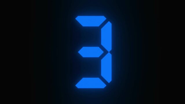 Digitaler Counter - 10 Sekunden Countdown, plakative  blau leuchtende 3D-Schrift, Zeit, Timer, Technologie, Z&auml;hlwerk, elektronisch, Anzeige, Fortschritt, Uhr, numerisch, LED, Rendering, 3D