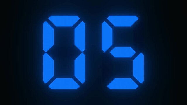 Digitaler Counter - 10 Sekunden Countdown, plakative  blau leuchtende 3D-Schrift, Zeit, Timer, Technologie, Z&auml;hlwerk, elektronisch, Anzeige, Fortschritt, Uhr, numerisch, LED, Rendering, 3D