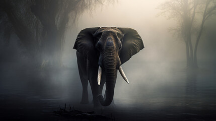 Ethereal Elephant Silhouette