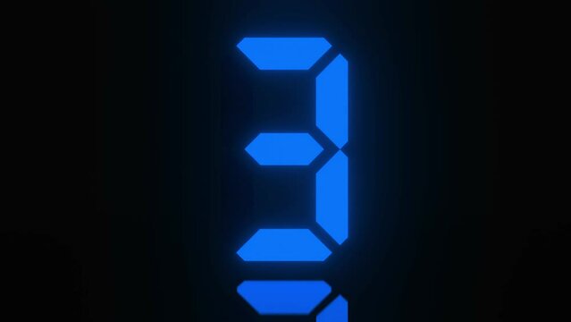 Digitaler Counter - 10 Sekunden Countdown, plakative blau leuchtende 3D-Schrift, Zeit, Timer, Technologie, Z&auml;hlwerk, elektronisch, Anzeige, Fortschritt, Uhr, numerisch, LED, Rendering, 3D