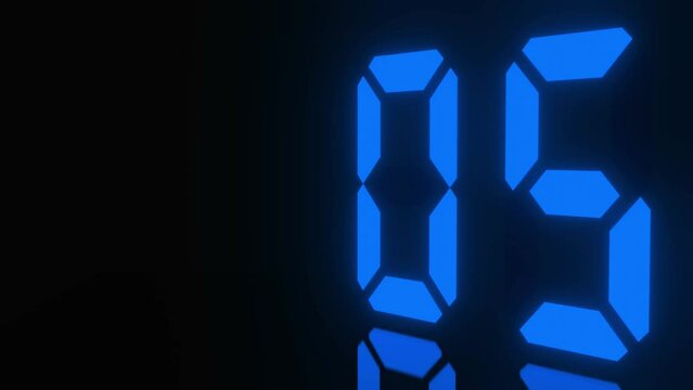 Digitaler Counter - 10 Sekunden Countdown, plakative blau leuchtende 3D-Schrift, Zeit, Timer, Technologie, Z&auml;hlwerk, elektronisch, Anzeige, Fortschritt, Uhr, numerisch, LED, Rendering, 3D