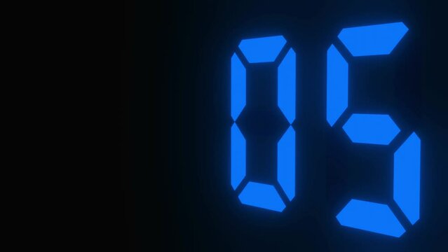 Digitaler Counter - 10 Sekunden Countdown, plakative blau leuchtende 3D-Schrift, Zeit, Timer, Technologie, Z&auml;hlwerk, elektronisch, Anzeige, Fortschritt, Uhr, numerisch, LED, Rendering, 3D