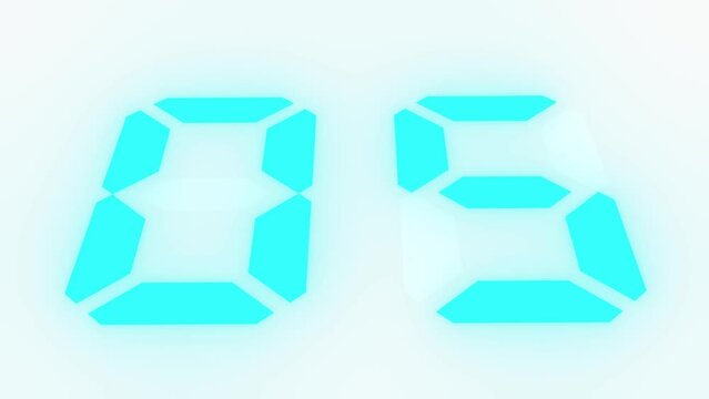 Digitaler Counter - 10 Sekunden Countdown, plakative t&uuml;rkis leuchtende 3D-Schrift, Zeit, Timer, weiss, Technologie, Z&auml;hlwerk, elektronisch, Anzeige, Fortschritt, Uhr, numerisch, LED, Rendering, 3D