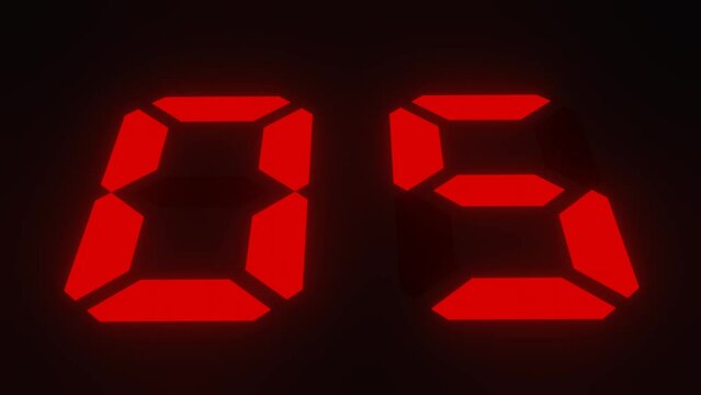 Digitaler Counter - 10 Sekunden Countdown, plakative rot leuchtende 3D-Schrift, Zeit, Timer, Technologie, Z&auml;hlwerk, elektronisch, Anzeige, Fortschritt, Uhr, numerisch, LED, Rendering, 3D