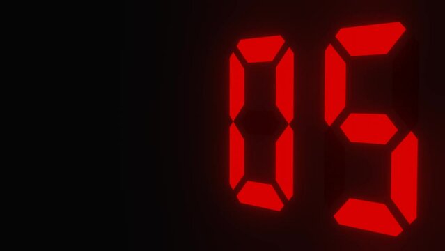 Digitaler Counter - 10 Sekunden Countdown, plakative rot leuchtende 3D-Schrift, Zeit, Timer, Technologie, Z&auml;hlwerk, elektronisch, Anzeige, Fortschritt, Uhr, numerisch, LED, Rendering, 3D