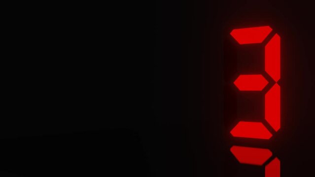 Digitaler Counter - 10 Sekunden Countdown, plakative rot leuchtende 3D-Schrift, Zeit, Timer, Technologie, Z&auml;hlwerk, elektronisch, Anzeige, Fortschritt, Uhr, numerisch, LED, Rendering, 3D