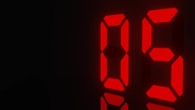 Digitaler Counter - 10 Sekunden Countdown, plakative rot leuchtende 3D-Schrift, Zeit, Timer, Technologie, Z&auml;hlwerk, elektronisch, Anzeige, Fortschritt, Uhr, numerisch, LED, Rendering, 3D