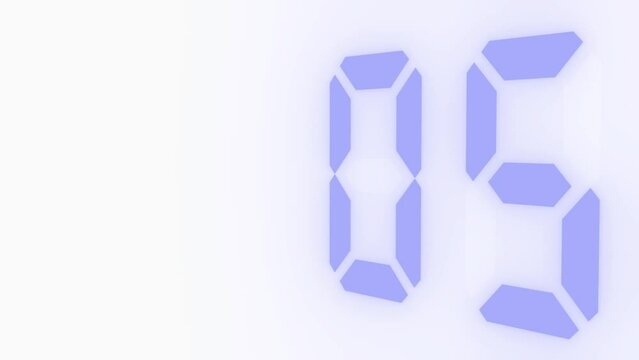 Digitaler Counter - 10 Sekunden Countdown, plakative hellblau leuchtende 3D-Schrift, Zeit, Timer, weiss, Technologie, Z&auml;hlwerk, elektronisch, Anzeige, Fortschritt, Uhr, numerisch, LED, Rendering, 3D
