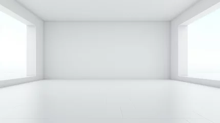 Fotobehang Pure white minimalist mockup centering on emptiness  AI generated illustration © ArtStage