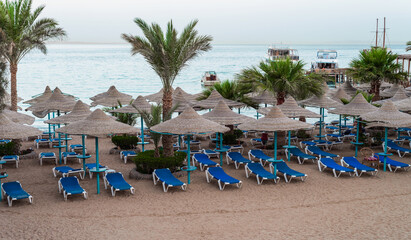 empty beach without people in Hurghada Egypt