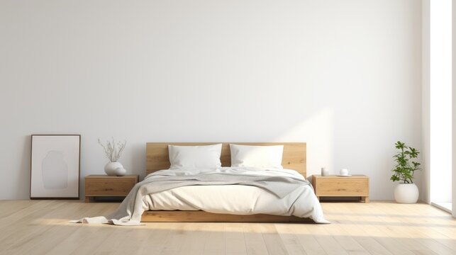 Simple minimalist bedroom with white walls and no furniture AI generated illustration