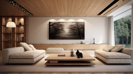 Contemporary Simplicity with Rustic Charm: Minimalist Living Room Design