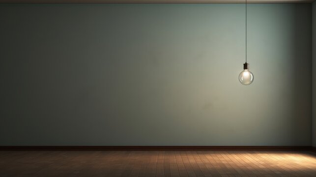 Stark Empty Room With A Single Hanging Lightbulb AI Generated Illustration