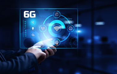 6G Six generation high speed mobile internet wireless  connection.
