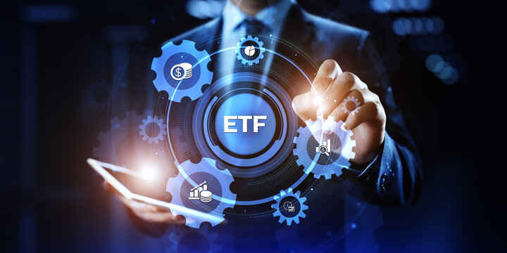 ETF Exchange traded fund stock market trading investment financial concept.