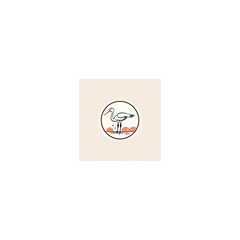 Fototapeta na wymiar stork line logo minimalist playful