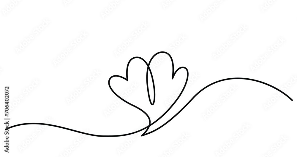 Wall mural two hearts in simple one line style. love background in continuous