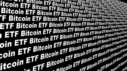 Digital money bitcoin etf crypto exchange traded fund for securities on black background, revolutionizing financial technology and stock market, worth investing in for future of global finance