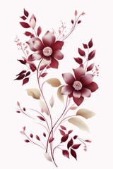 Burgundy pastel template of flower designs with leaves and petals