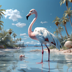 Pink flamingo bird in summer