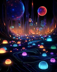 abstract fractal background with bubbles