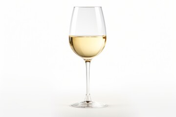 White wine in a glass on white background