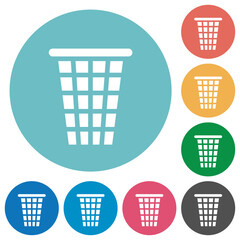 Single empty tall trash solid flat round icons