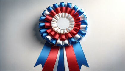 Patriotic Award Ribbon on White Background, Achievement Concept