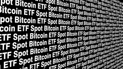 Digital money soars black background spot bitcoin etf offers opportunity for virtual currency investment and high returns in crypto asset market