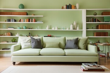 living room with green sofa, modern living room and sofa inspiration