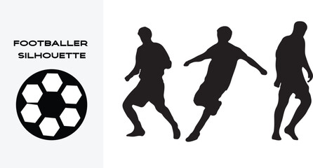 silhouettes of people in poses. Football player silhouette with many styles isolated on white background 