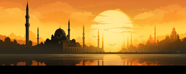 dawn and sunrise over the eastern mosque