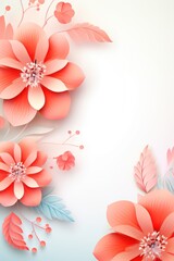 Coral pastel template of flower designs with leaves