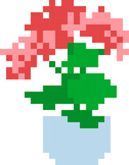 Flower cartoon icon in pixel style