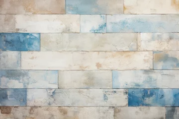 Foto op Plexiglas Cream and cerulean brick wall concrete or stone texture © Celina